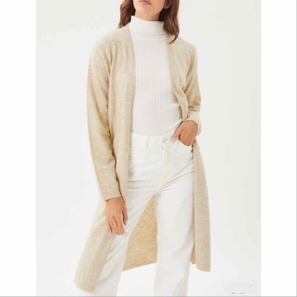 CREAM COZY SOFT KNIT LONG LINE CARDIGAN - Picture 2 of 2